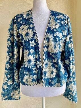 Alix of Bohemia x Aerin blue & white floral cotton jacket Size M
